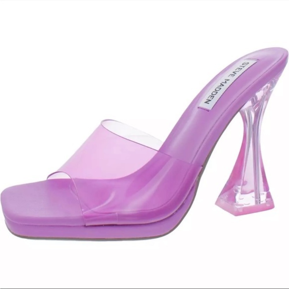 Steve Madden Y2K purple trendy Square Toe Mule Sandal Heels size 7 NEW